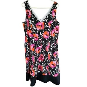 Jones Studio Floral Dress Sleeveless‎ Lined Top Party Flared Womens Size 14w